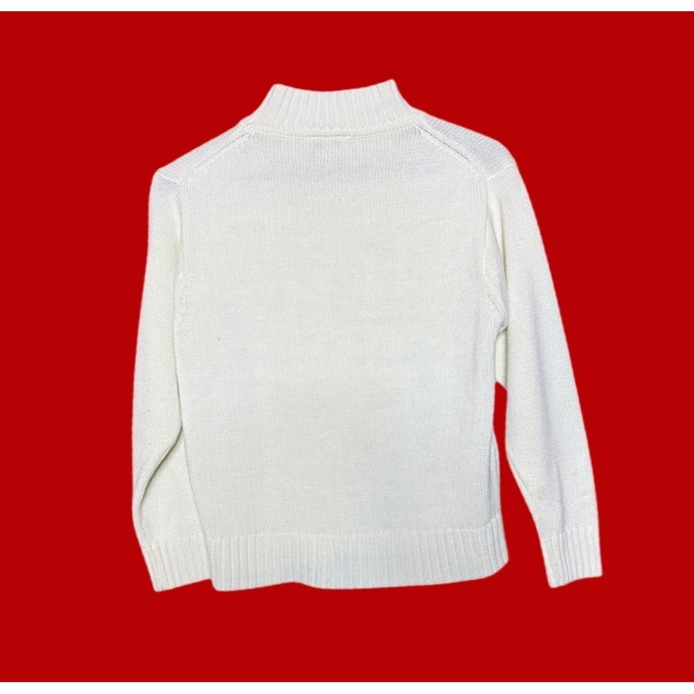 Vintage Ricki Mock Neck Sweater Women Small White Knit Ribbed Turtleneck - Picture 2 of 9